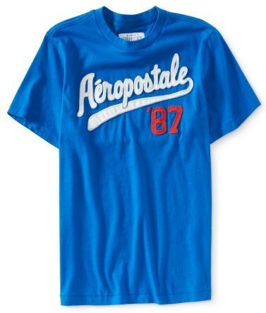 AEROPOSTALE MENS T-SHIRT EMBROIDERED LOGO AERO 87 BASEBA