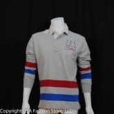 Aeropostale Men Long Sleeve Polo - A87 Patch Jersey Gray
